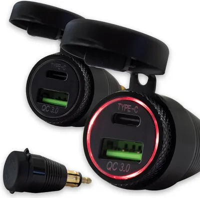 Immagine prodotto di Adattatore USB-A 3.0 + USB-C-PD | LED rosso | nero