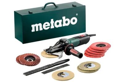Produktbild von METABO Flachkopf-Winkelschleifer WEVF 10-125 Quick Inox Set (613080500); Stahlblech-Tragkasten