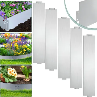 Produktbild von Aopunly Rasenkante Metall Beeteinfassung Beetumrandung Mähkante Palisade Beetrand 100x15cm 35m