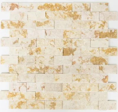 Produktbild von Mosaik Fliese Marmor Naturstein Brick Splitface sunny beige 3 D MOS42-X3D46