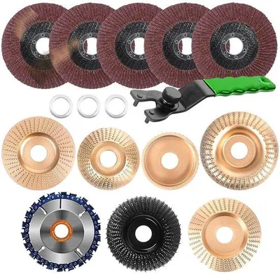 Imagen del producto de Juego de discos de lija para amoladoras angulares - 13 piezas - 100 mm o 115 mm - Para trabajos en madera - Modelado - Lijado - Corte