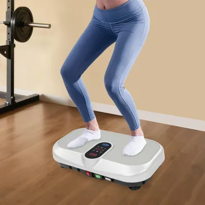 Image de Planche vibrante - Plateforme de fitness vibrante - Pour le développement musculaire - Fonction de chauffage - Capacité de 150 kg - Gris