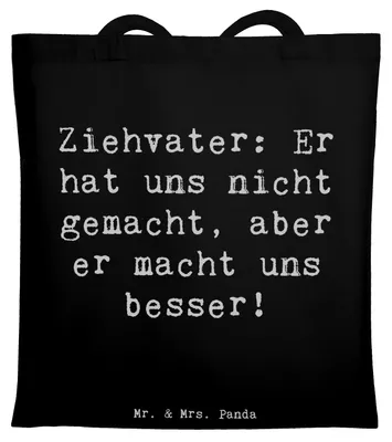 Produktbild von Mr. & Mrs. Panda Tote Bag Spruch Ziehvater Liebe - Schwarz - Geschenk, totebag, Eltern, Stoffbeutel, Geschenke, Geburtstage, Dankeschön, Erzieher, Uni Tasche, Shopping
