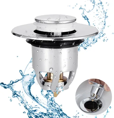 Produktbild von Waschbeckenstöpsel Waschbecken Ablaufgarnitur Universal Edelstahl-Rückprall Kern Push-Typ Bounce Drain Filter, Universal Pop Up Stöpsel Waschbecken für Küche und Bad