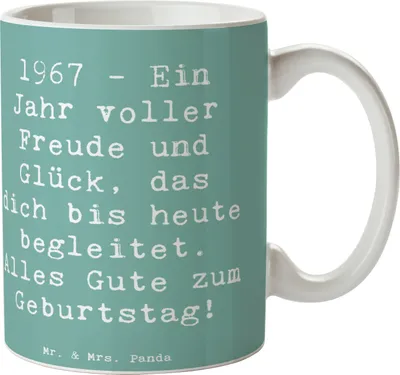 Produktbild von Mr. & Mrs. Panda Henkelpott Spruch 1967 Geburtstag Freude - Meeresbrise - Geschenk, Jubiläum, Becher, statement tasse, Geburtsjahr, Besonderes, Erinnerungen, Teetasse