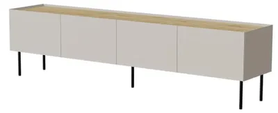 Zdjęcie produktu dla Cama Szafka RTV FELLINI 200x40x52 kaszmir + blat dąb olejowany, Dąb, Płyta wiórowa, Szary, Płyta wiórowa, Laminat, Matowy