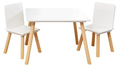 Obrázok produktu pre Detský stolík s 2 stoličkami GINGER HOME, sada z dreva, biela