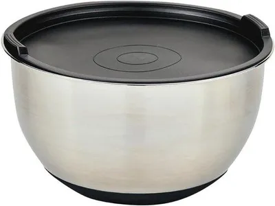 Productafbeelding van Mengkom met deksel - Roestvrij Staal, Ø 26 cm, Hoogte 15 cm - Ideaal voor Salades en Dips