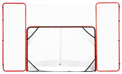 Productafbeelding van VEVOR Hockeydoel voor straathockey, met terugslagbeveiliging en doelen, straathockeydoel, hockeynet, 310 x 183 cm. Professionele trainingsset voor hockey, draagbaar hockeydoel voor binnen- en buitengebruik