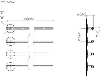 Produktbild von Dornbracht Handtuchwärmer, 4-fach, Ausladung rechts, Breite 610mm, 83314979-46