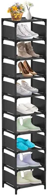 Schuhregal 10 Lagen, 33x28x160 cm, platzsparend, schwarz