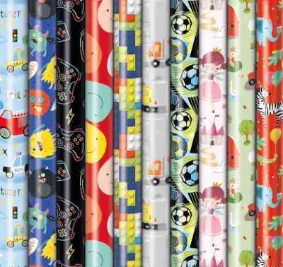 Produktbild von Sortiment Geschenkpapier Präsenta Bambini Kindergeschenkpapier - 60 Röllchen € 1,95 - Bundle
