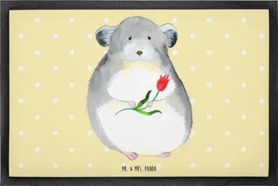 Produktbild von Mr. & Mrs. Panda Fußmatte Chinchilla Blume 60 x 90 cm - Gelb Pastell - Geschenk, Liebeskummer, Chinchillas, Schmutzmatte, Chaos, Büro, Lustige Sprüche, Bodenvorleger
