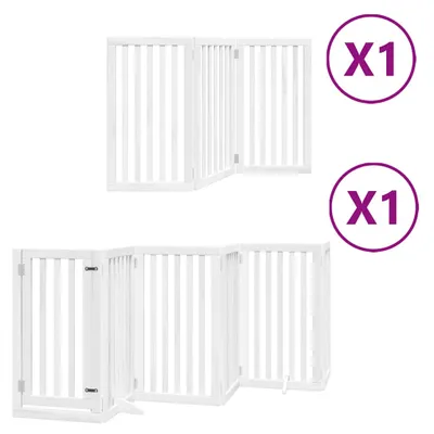 Obrázok produktu pre vidaXL 9-dielna brána pre psov s dvierkami Skladacia biela 450 cm Topoľové drevo