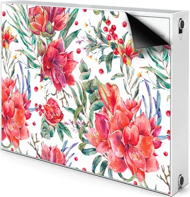 Produktbild von Magnet Heizung Verkleidung Abdeckung Heizung Heizkörperabdeckung 80x60 cm - Rote Blumen