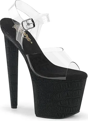 Produktbild von Pleaser RAZZLE-808WR Plateau Sandalen Transparent - Schwarz Reptilienprint EU 41