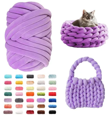 Immagine prodotto di Lana per uncinetto, 500g/16m, colore viola, filato tubolare, ideale per coperte e borse