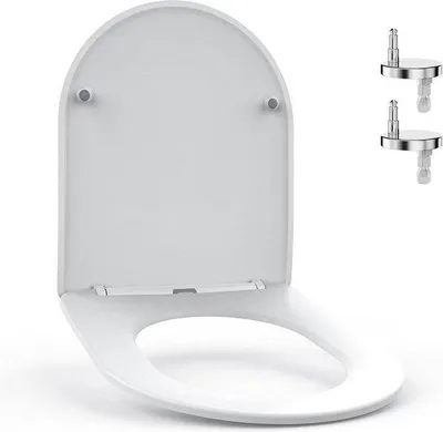 Produktbild von Toiletbril D-vorm softclose, toiletbril verlengd zittingsscharnieren wird in D-formiges Softclose-Toiletbrillen mit verlängerten Sitzscharnieren