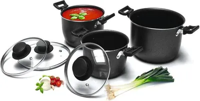 Produktbild von Camp4 3er Alu Camping-Topfset - 6-teilig