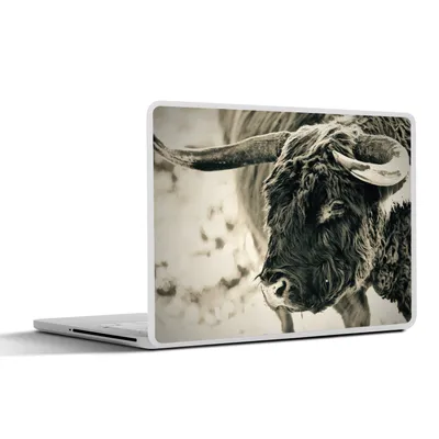 Produktbild von MuchoWow® Laptop Aufkleber Sticker Cover Schottischer Highlander - Schnee - Hörner 30x21 cm - Sticker für Laptop - Selbstklebend