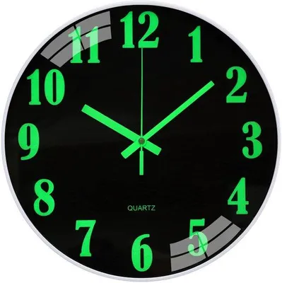 Image de Horloge murale LED silencieuse sans tic-tac. Horloge ronde à piles. Horloge murale silencieuse pour le salon ou le bureau. 12 pouces