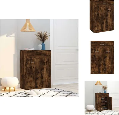 Image de vidaXL Armoire à chaussures chêne fumé 60x35x84 cm Bois composite - Étagères à chaussures & armoires à chaussures
