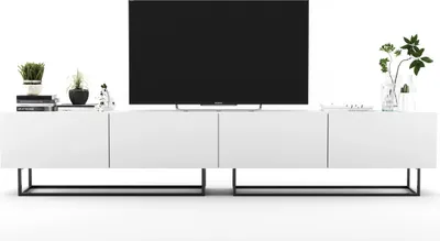 Produktbild von 2 Stk TV-Schrank 2 x Enjoy Loft Style TV Schwarze Metall Fußgestell Modern Lindner Möbel 240cm x 46cm x 35cm Farbe: Weiß matt - Weiß matt