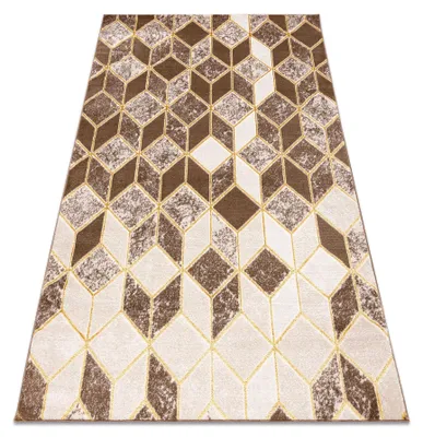 Zdjęcie produktu dla Dywan MEFE nowoczesny B400 Kostka, geometryczny 3D - Strukturalny, dwa poziomy runa ciemny beż beżowy 120x170 cm