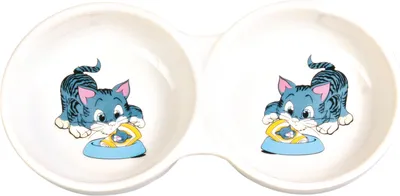 Immagine prodotto di Trixie Ciotola doppia in Vetroceramica dipinta, motivo gatto 2x150ml/11cm