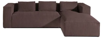 Image de Lisa Design Stella - canapé d'angle droit en velours côtelé - 4 places -style contemporain , Marron