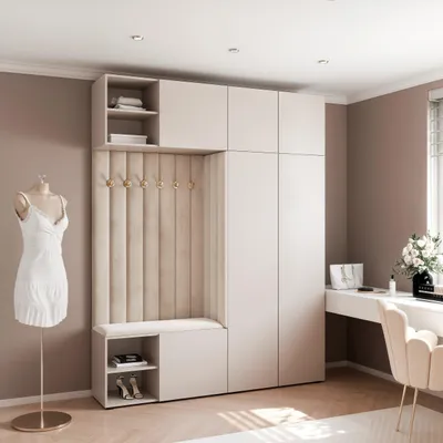Image de Vestiaire Aria 4 190 cm Cachemire Rembourré Cachemire Soft-Close Push-to-Open
