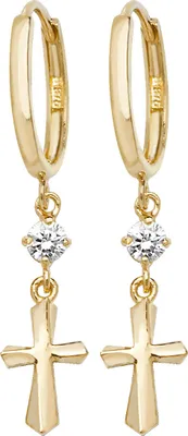 Image de Boucles d'Oreilles Femme Or 375/1000 avec Oxyde de Zirconium - 33mm*7mm; TRS20301