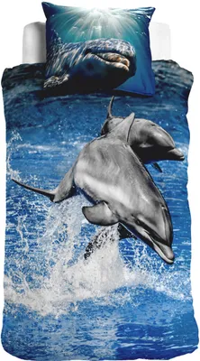 Produktbild von ESPiCO Sleep and Dream Bettwäsche Delphin 3D Digitaldruck blau Baumwolle 135 cm x 200 cm