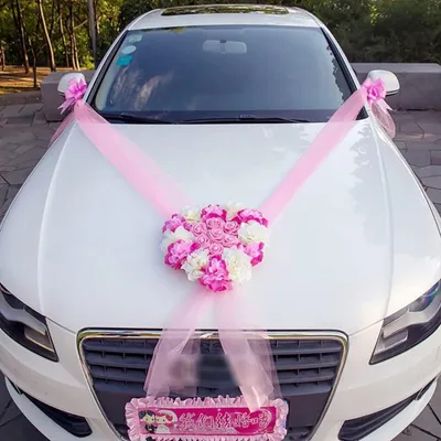Produktbild von Autoschmuck Hochzeit Rosa Rose Deko Girlande PKW