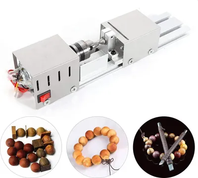 Immagine prodotto di Mini tornio da banco e lucidatrice a sfera, tornio per metallo/legno 100 W, per artigianato, perline di Buddha e piccoli accessori, bianco