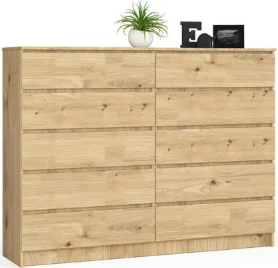 Obrázek produktu pro BDW, komoda s 10 zásuvkami, 160×40×121 cm, K160, dub Artisan