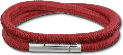 Image de SilberDream bracelet cuir acier inoxydable rouge fuchsia femmes hommes 40cm LAB0840