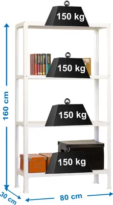 Produktbild von Simonrack Schwerlastregal SIMONHOME CLICK MINI 4 8435104938829 weiß 80,0 x 30,0 x 160,0 cm