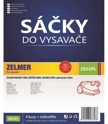 Produktbild von KOMA ZE03PL - Staubsaugerbeutel mit Kunststoffstaubsperre für Zelmer Magnat 3000 Staubsauger, Textil, 5 Stück