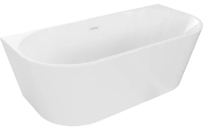 Obrázek produktu pro Mexen Oval volně stojící vana přisazená ke stěně 180 x 80 cm, bílá, bílý přeliv - 52671808000-20