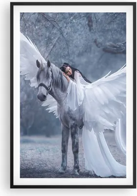 Produktbild von Gerahmtes Poster - Schwarzer Rahmen - Frau Pferd Natur - 61x91,5 cm - Wand Bild - Wanddeko - Wandbilder - Kunstposter - Wandposter - Bilderrahmen - Bilder - Kunstdruck - Wandbild - P2BPA61x91-3998