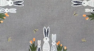 Produktbild von Tischdecke Kurbelstickerei Osterhasen Tischläufer Ostern Frühling  85 x 85 cm