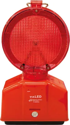 Produktbild von LED-Baustellenleuchte rot/transparente Linse mit Blink- oder Dauerlicht