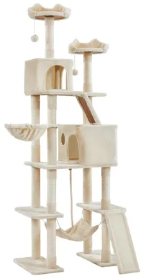 Immagine prodotto di Yaheetech, albero per gatti grande XXL, altezza 209 cm, con 8 pali per graffiare, color beige