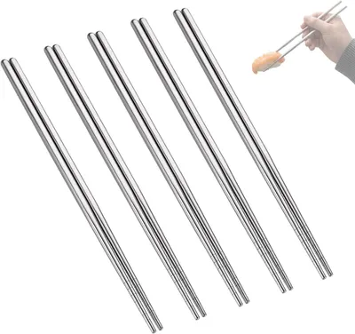 Obrázok produktu pre Jedilné paličky 5 párov, 23 cm, nehrdzavejúca oceľ, viacfarebné, vhodné do umývačky, na ázijské jedlá