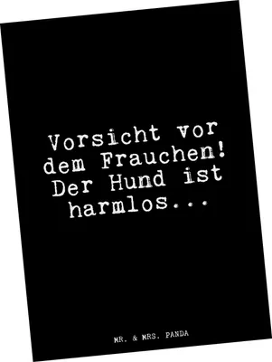 Produktbild von Mr. & Mrs. Panda Postkarte Vorsicht vor dem Frauchen!... - Schwarz - Geschenk, Ansichtskarte, Glizer Spruch Sprüche Weisheiten Zitate Lustig Weisheit Worte, Fotokarte