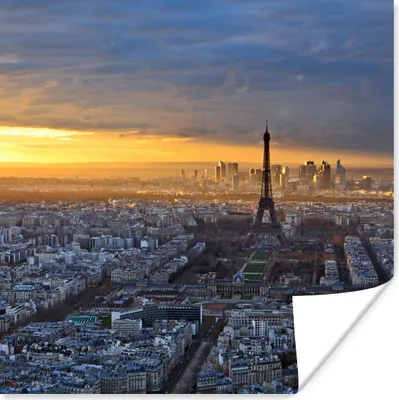 Produktbild von MuchoWow® Poster Paris - Skyline - Sonne 100x100 cm - Babyzimmer