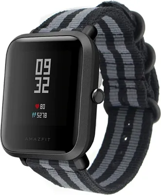 Produktbild von Strap-it Xiaomi Amazfit Bip Nylon Schnallenarmband (Schwarz / Grau)