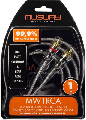 Obrázok produktu pre Musway MW1RCA, 2 x RCA, Samec, 2 x RCA, Samec, 1 m, Strieborná