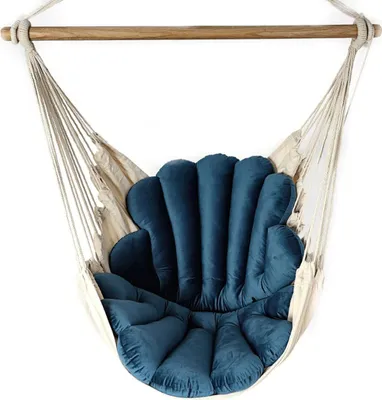 Produktbild von Love Gifts® Hängesessel mit 2 Kissen Muschelform und Deckenhaken-Kit 130/100 cm - 150kg Belastbar, Hängestuhl für Erwachsene & Kinder, Hängesitz